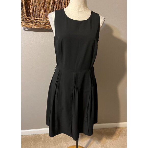 Calvin Klein Dress 8 10 Black A Line Dress Belt Stretch Sleeveless Career Church - Picture 3 of 7